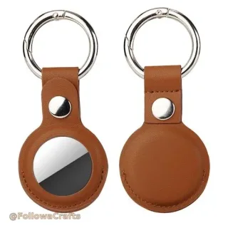 Custodia portachiavi AirTag in pelle con bottone a pressione in metallo