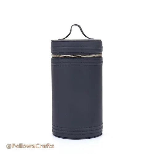 Bolsa cosmética cilíndrica de couro PU para viagem no atacado