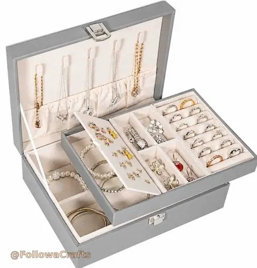 Luxus PU Lieder Bijouen Organizer Box Benotzerdefinéiert Logo