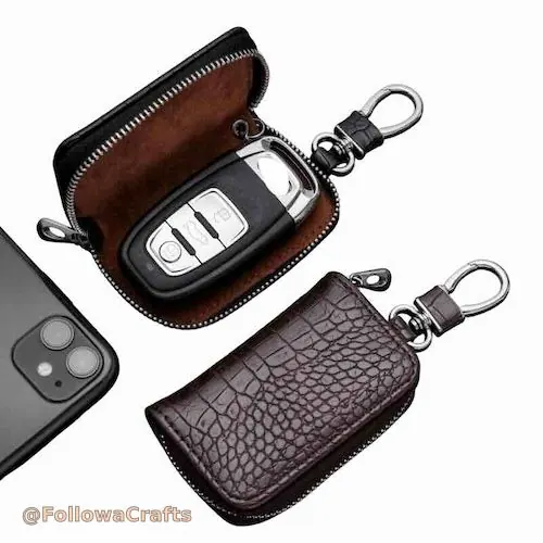 Lieder Smart Schlëssel fob Fall mat Schlëssel Ring