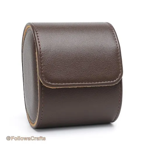 Pu Leather Watch Box 1 Slot Dark Brown