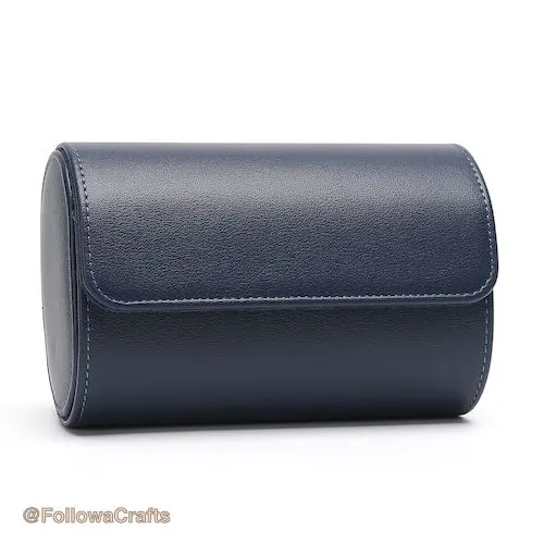 Pu Leather Watch Box 2 Slot Navy Blue