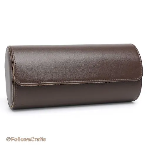 Pu Leather Watch Box 3 Slot Dark Brown