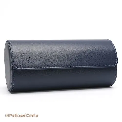 Pu Leather Watch Box 3 Slot Navy Blue